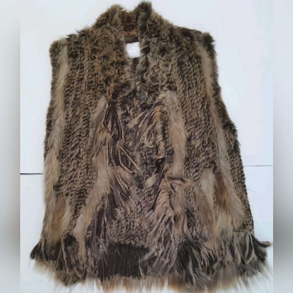 ADORE Rabbit Racoon Fur Vest Size S. - Picture 2 of 9
